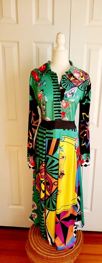 NWOT Vibrant print multi colored maxi dress - Picture 3 of 6